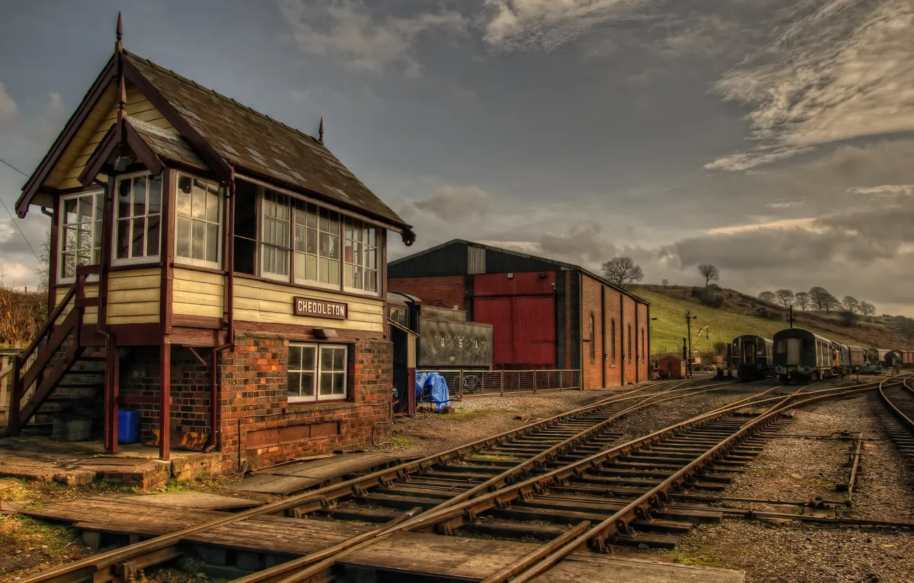 Photo wallpaper station, railroad, England, Train station