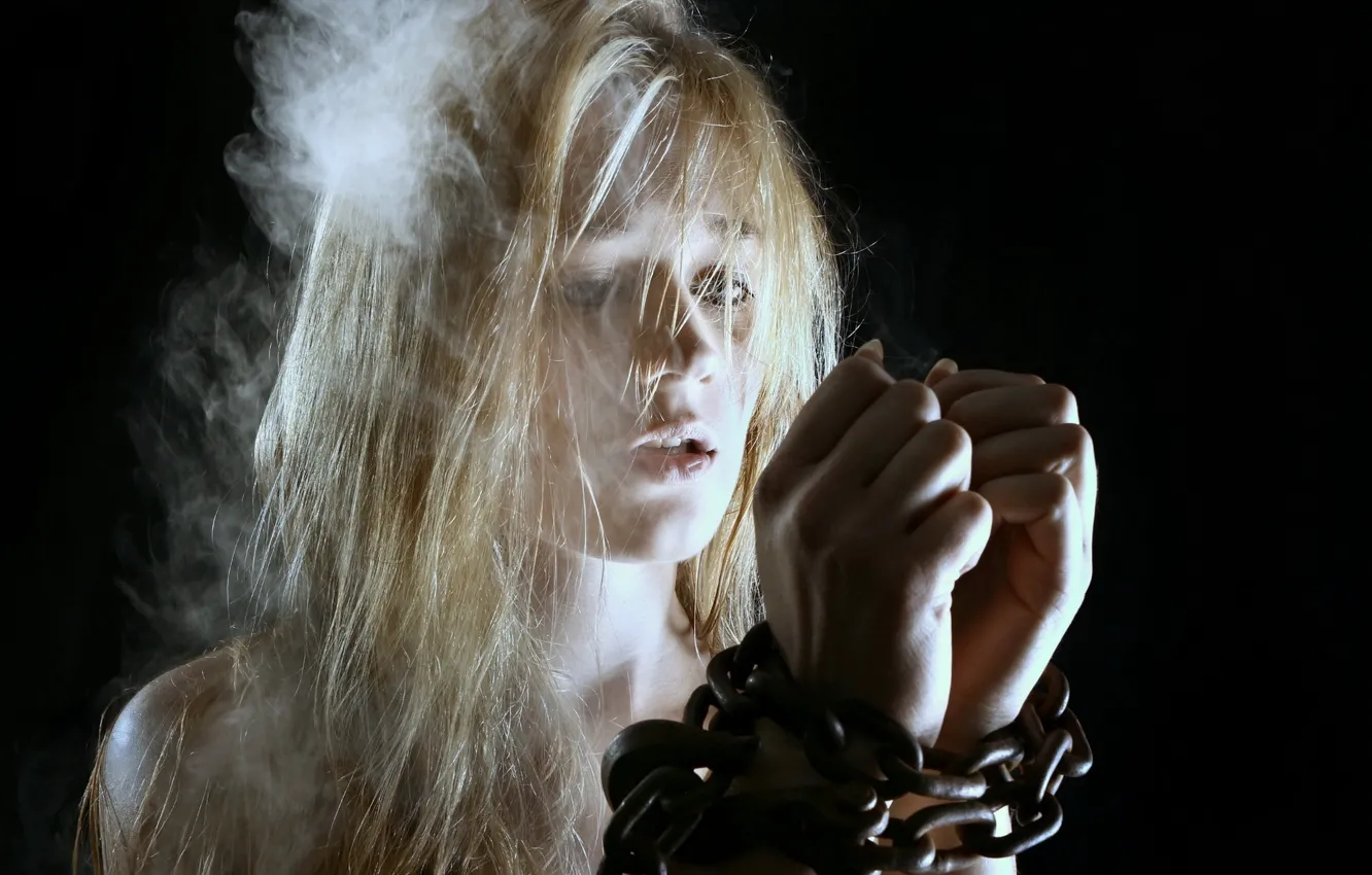 Photo wallpaper girl, background, chain