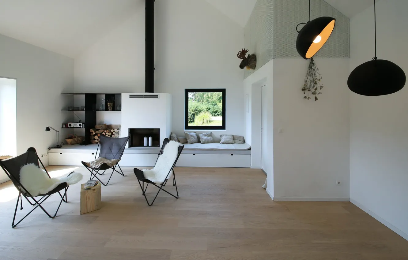 Photo wallpaper design, style, interior, minimalism, fireplace, Croatia, living room, Croatia