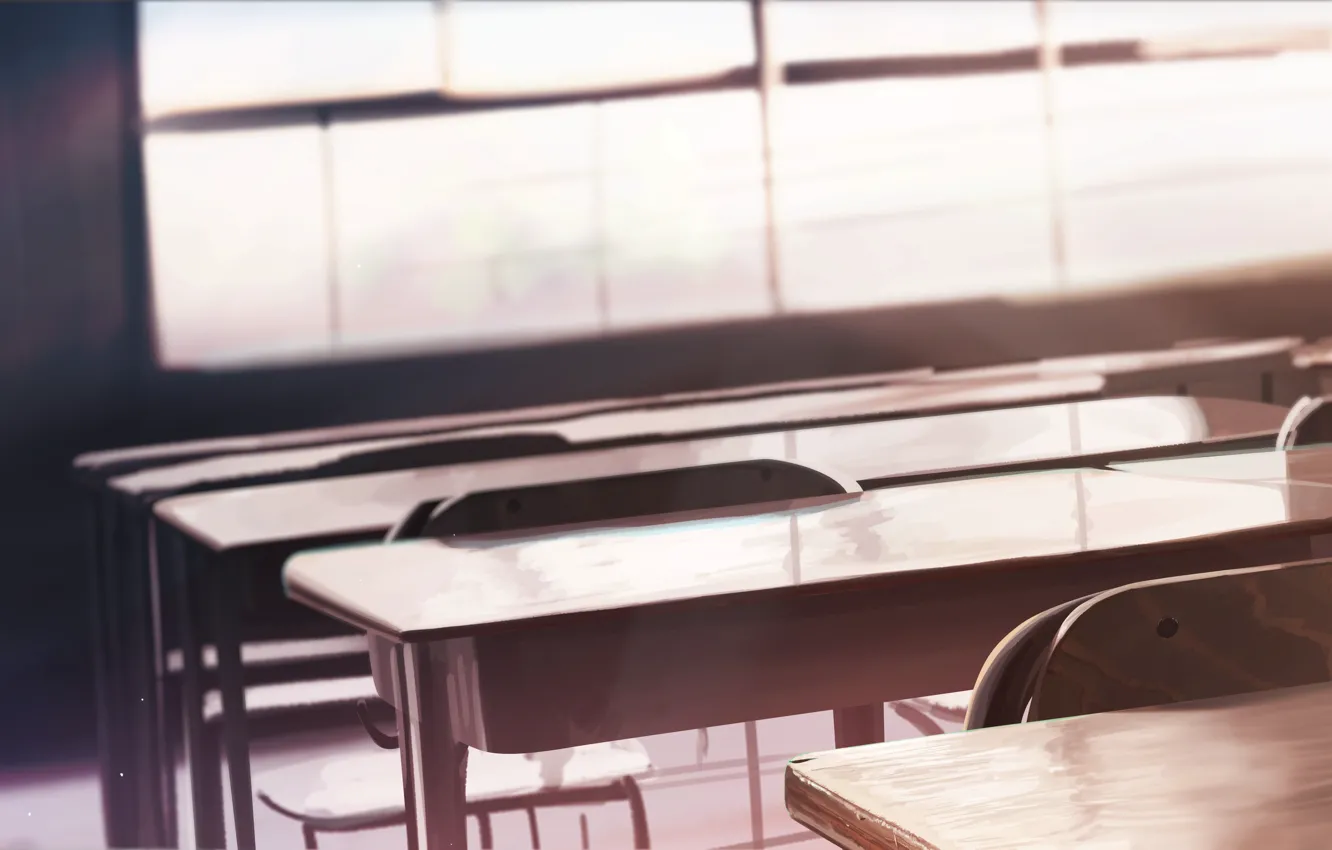 Photo wallpaper interior, desks, classroom