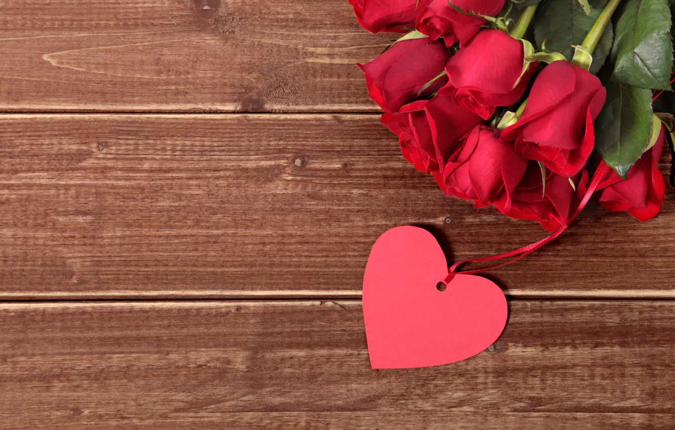 Photo wallpaper red, love, heart, romantic, gift, roses, red roses, valentine`s day