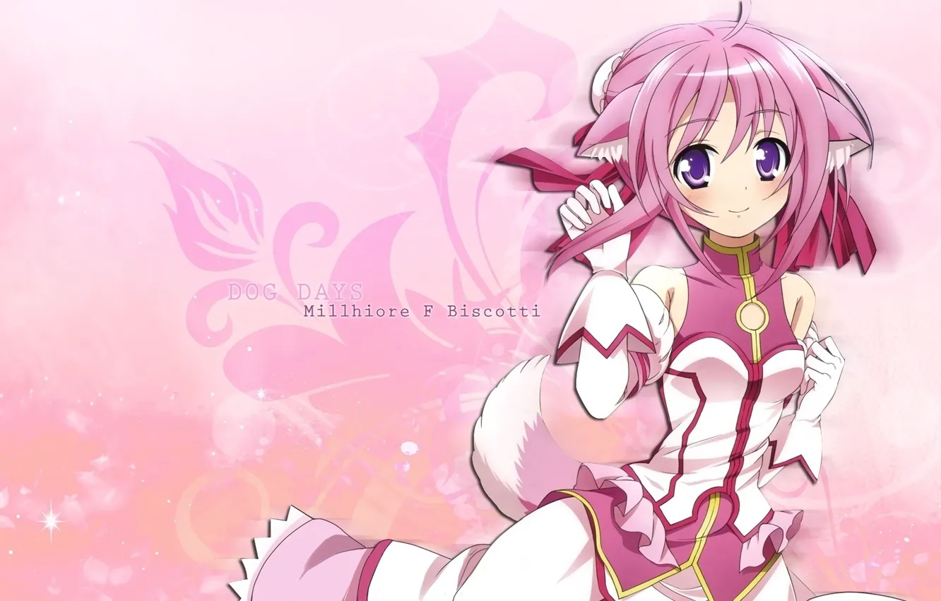Photo wallpaper cute, anime, tail, ears, neko, pink hair, Melchior