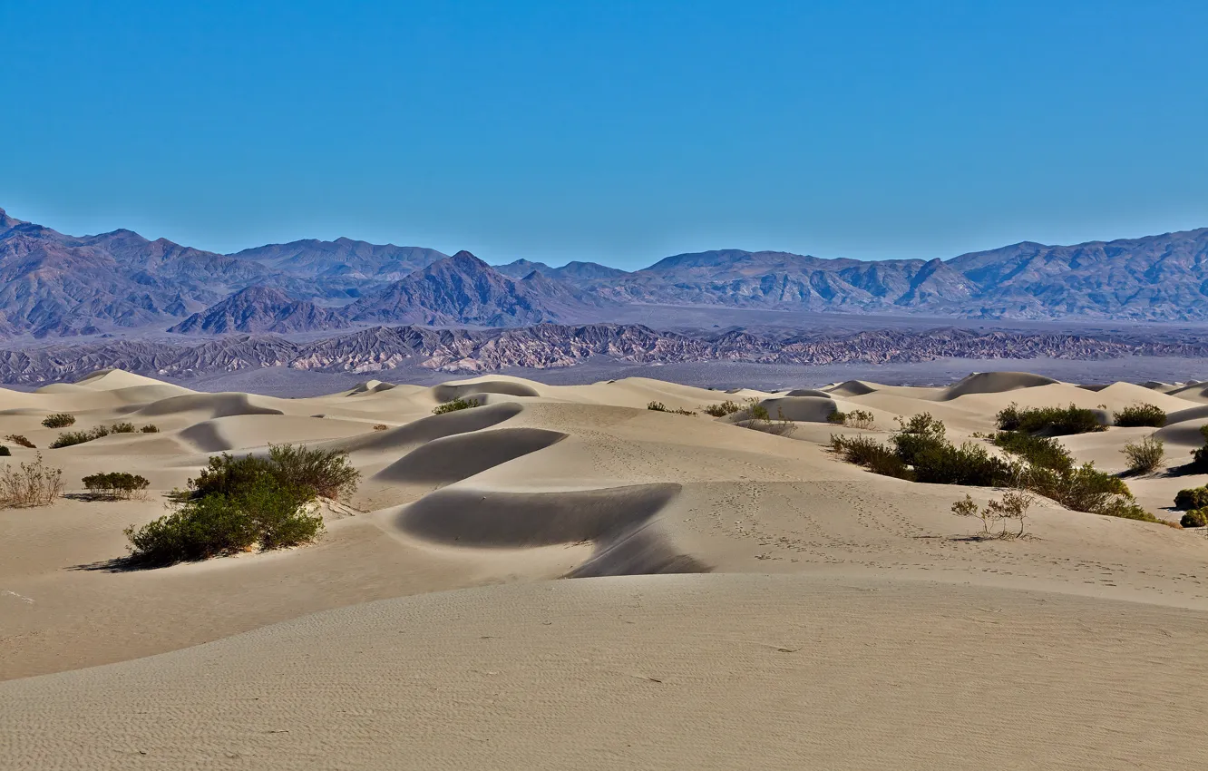 Photo wallpaper sand, the sky, mountains, desert