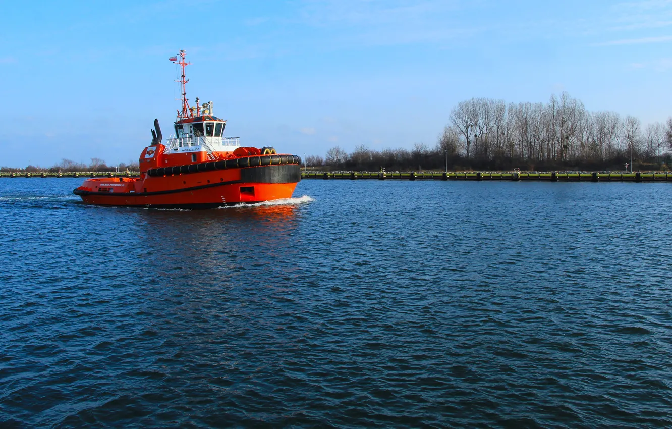 Photo wallpaper sea, ship, swim