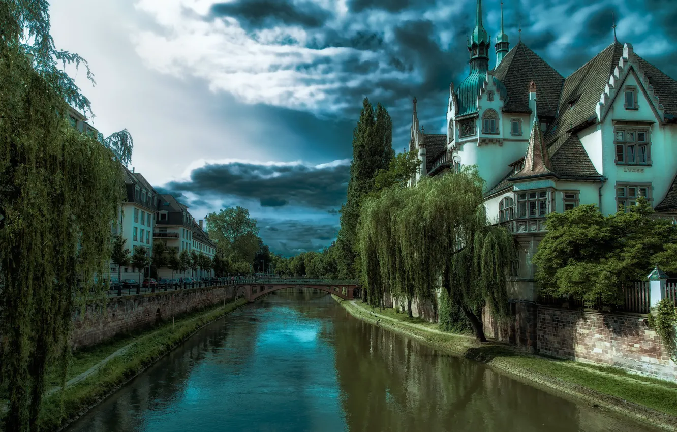 Photo wallpaper the sky, nature, the city, river, building, home, Strasbourg, Alexander Novikov