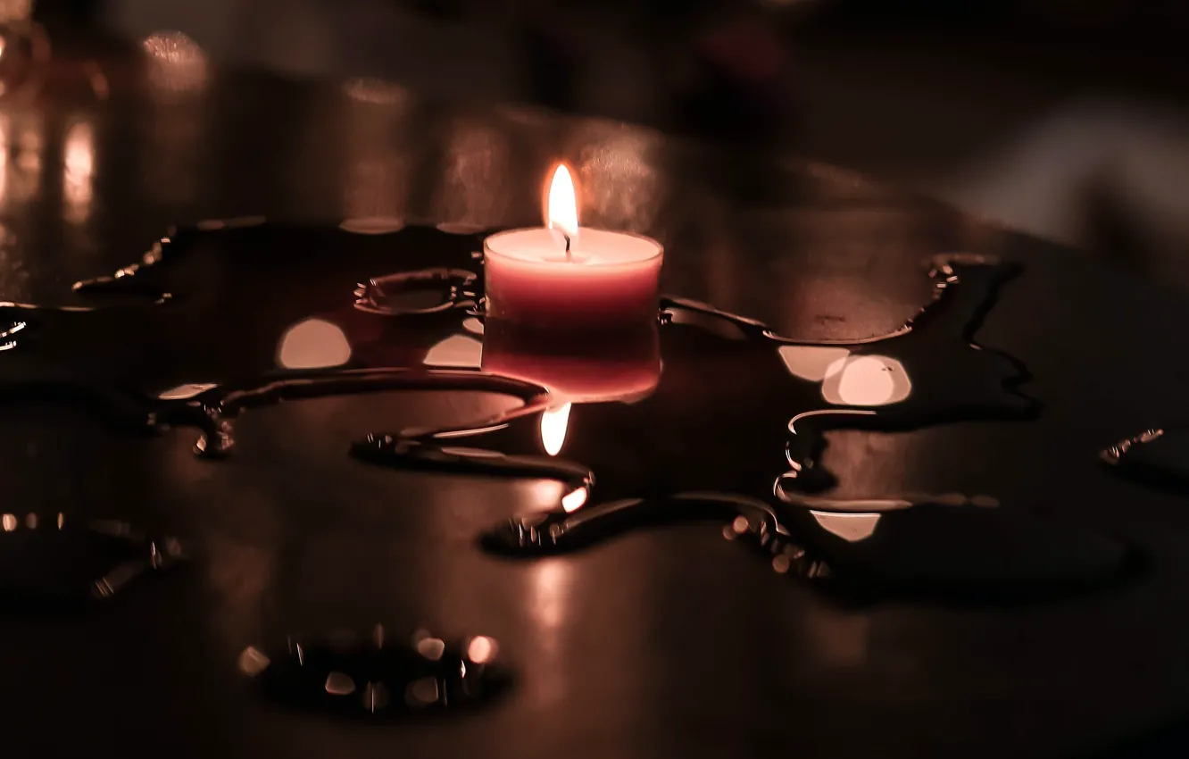 Photo wallpaper water, flame, candles