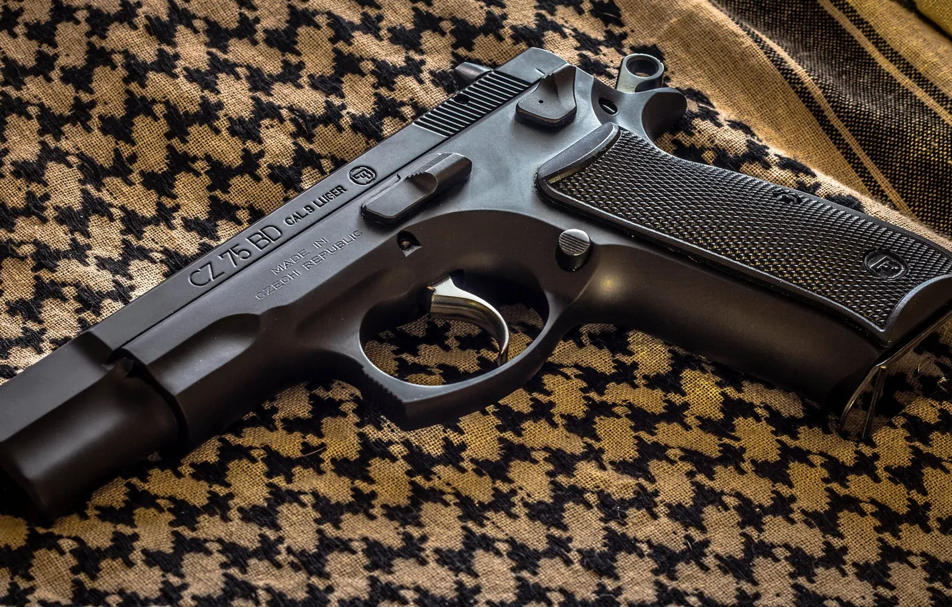 Photo wallpaper gun, weapons, fabric, CZ-75BD