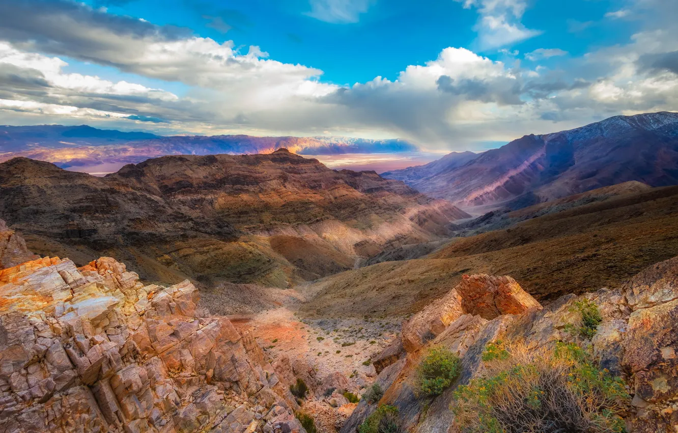 Photo wallpaper clouds, nature, rocks, canyon