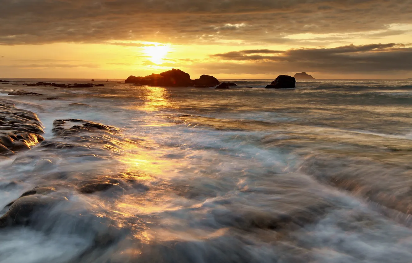 Photo wallpaper sea, the sky, landscape, sunset, nature