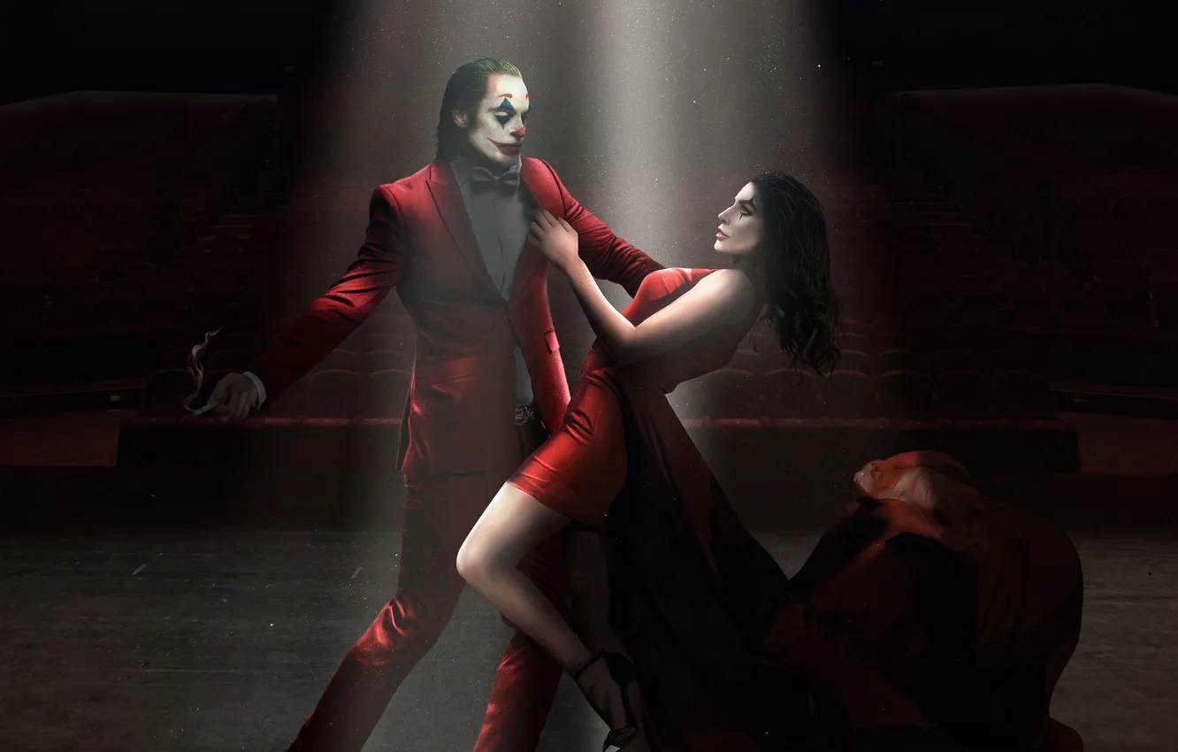 Photo wallpaper Girl, Joker, Dance, USA, Two, Art, Male, Harley Quinn