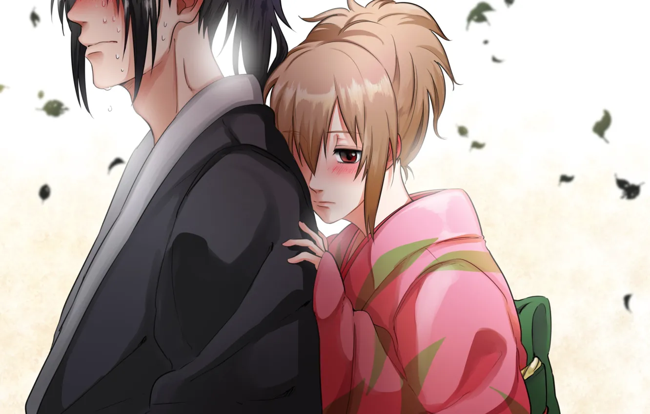 Photo wallpaper anime, art, two, gintama, Hijikata Toushirou, Okita Mitsuba