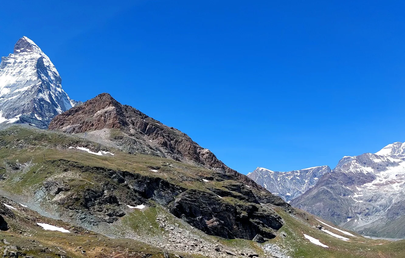 Photo wallpaper mountains, rocks, tops