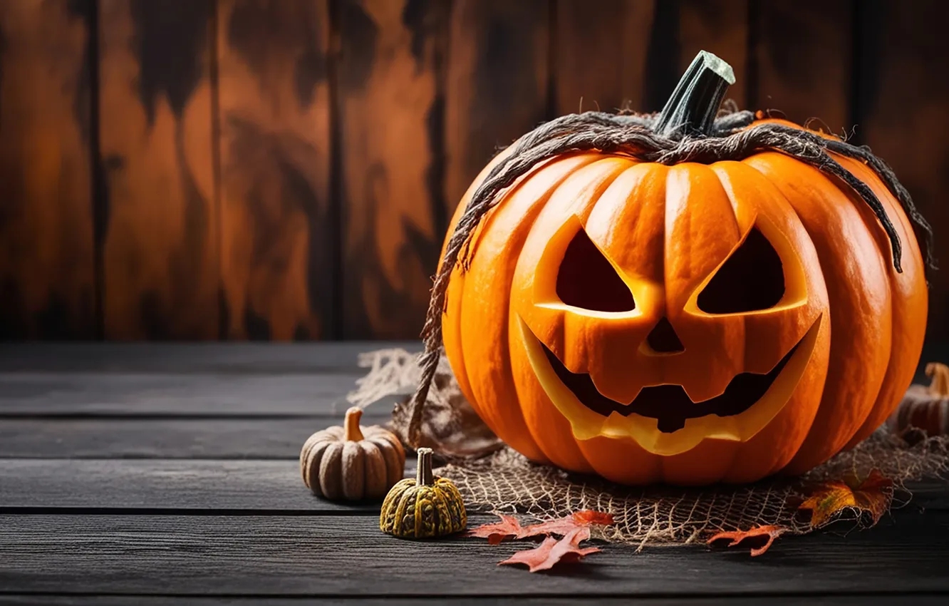 Photo wallpaper autumn, holiday, pumpkin, Halloween, Halloween, faces, Jack