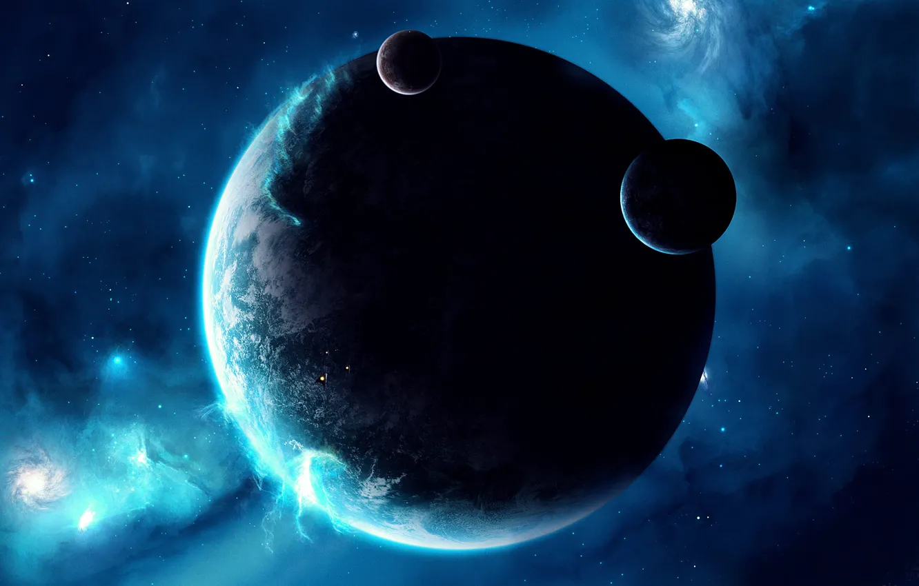 Photo wallpaper stars, planet, glow, blue, Polaris