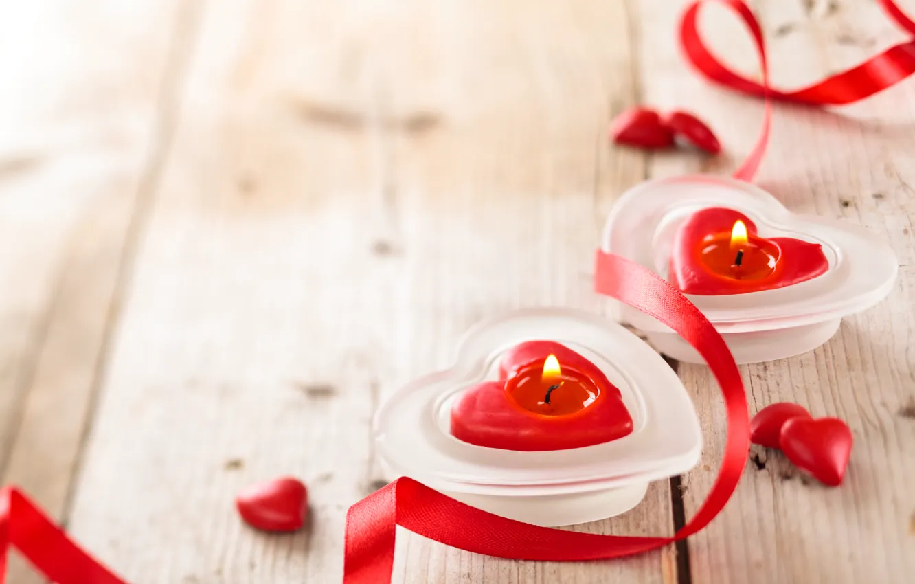 Photo wallpaper heart, candles, love, heart, romantic, valentine's day
