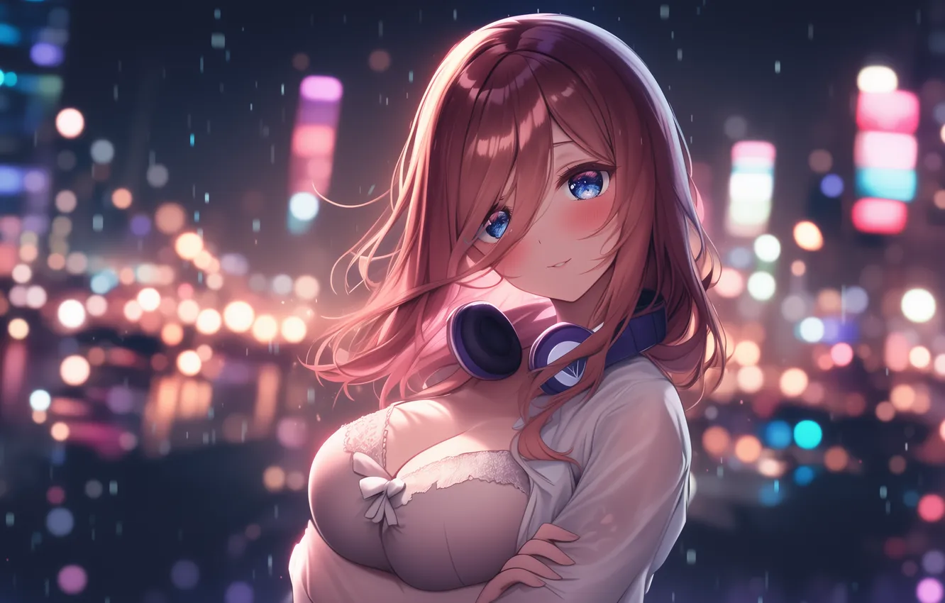 Photo wallpaper anime, art, wallpaper, The Quintessential Quintuplets, Go-Toubun no Hanayome, Five brides, Miku Nakano, 5 brides