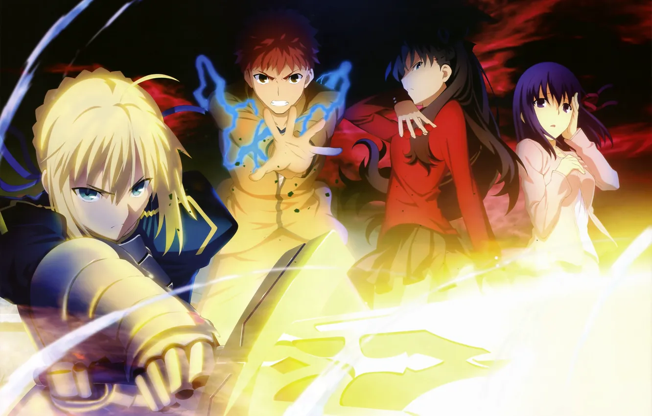 Photo wallpaper girl, sword, Excalibur, Tohsaka Rin, the saber, Emiya Shirou, Artoria Pendragon, Fate stay night