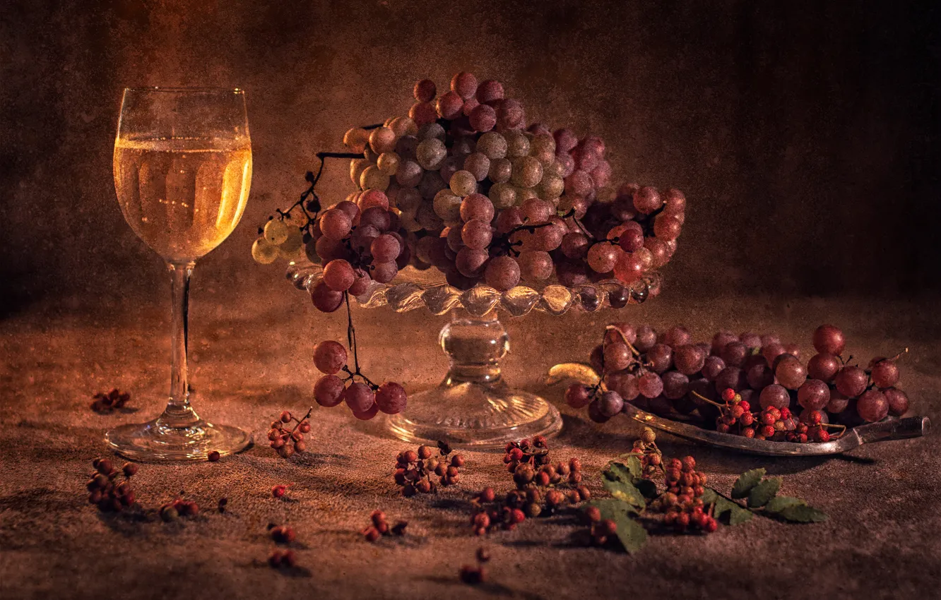 Photo wallpaper red, berries, table, wine, glass, treatment, texture, grapes