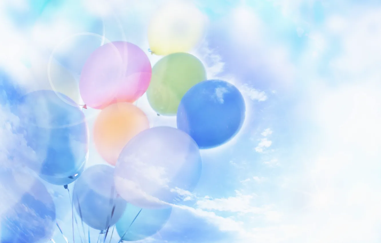 Photo wallpaper the sky, clouds, dreams, balloons