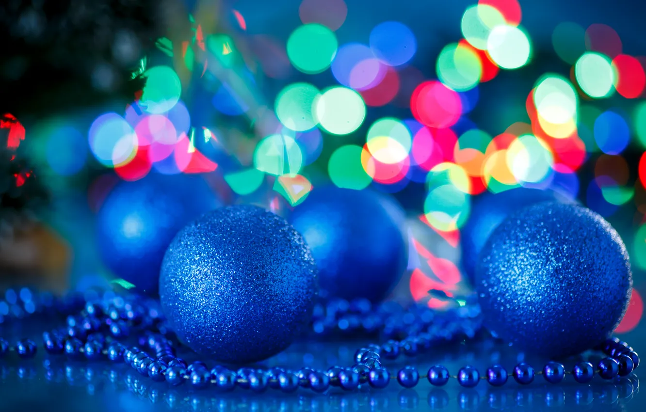 Photo wallpaper Blue, Balls, New year, Holidays
