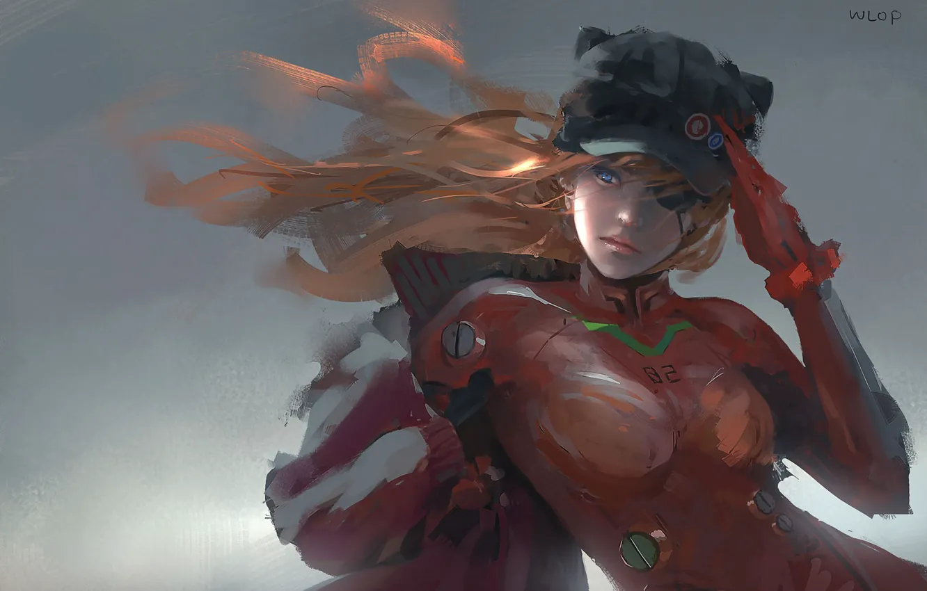 Photo wallpaper art, Asuka Langley, Wlop