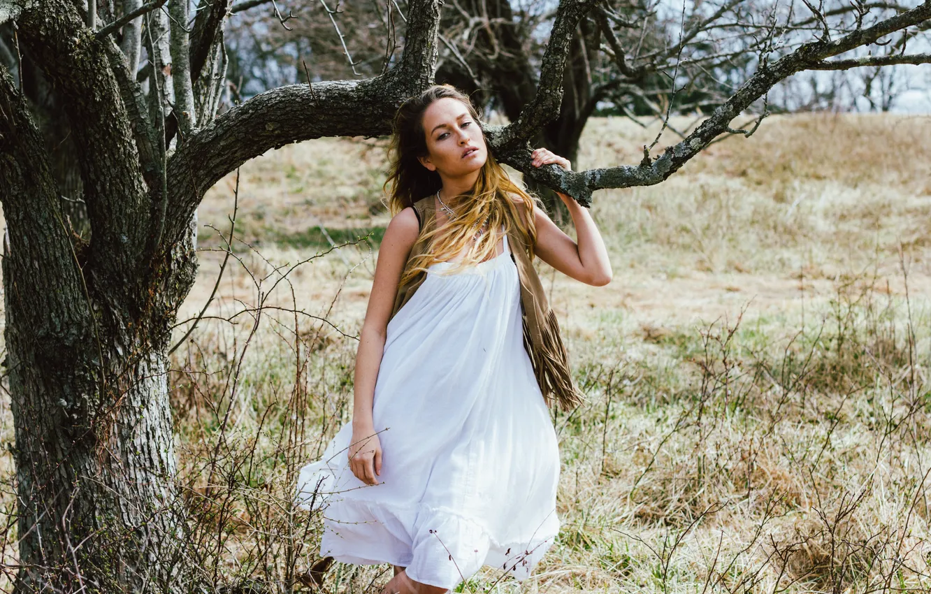 Photo wallpaper girl, pose, dress