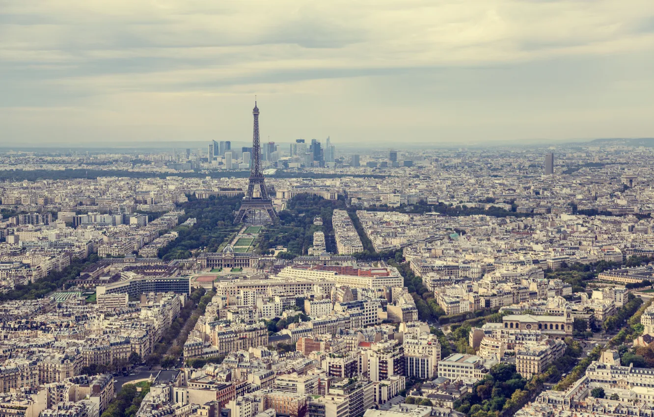 Photo wallpaper the sky, France, Paris, building, horizon, Eiffel tower, Paris, skyline