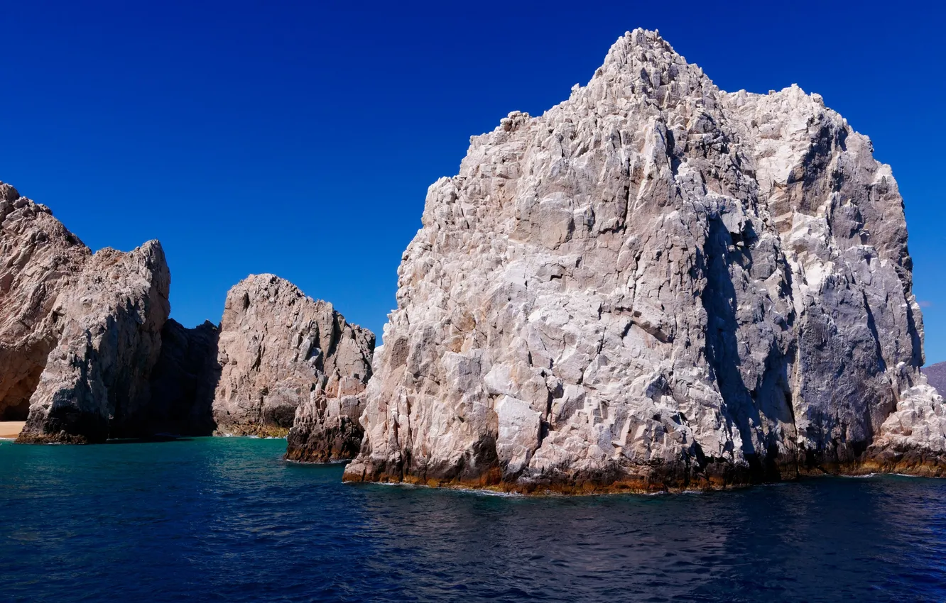 Photo wallpaper the sky, stones, the ocean, rocks