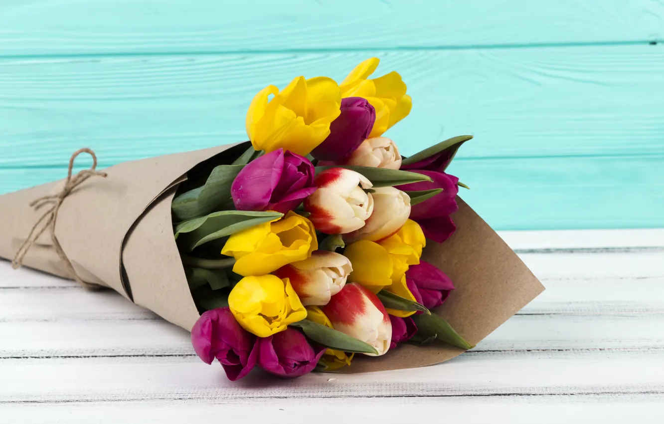 Photo wallpaper bouquet, tulips, flower, color, Ana Lukenda