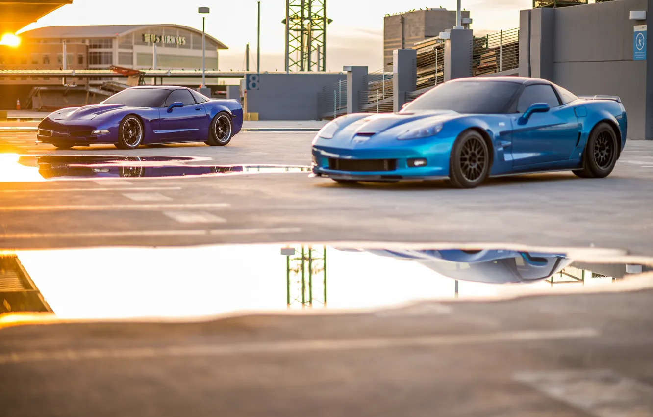 Photo wallpaper Corvette, Blue, C5, C6