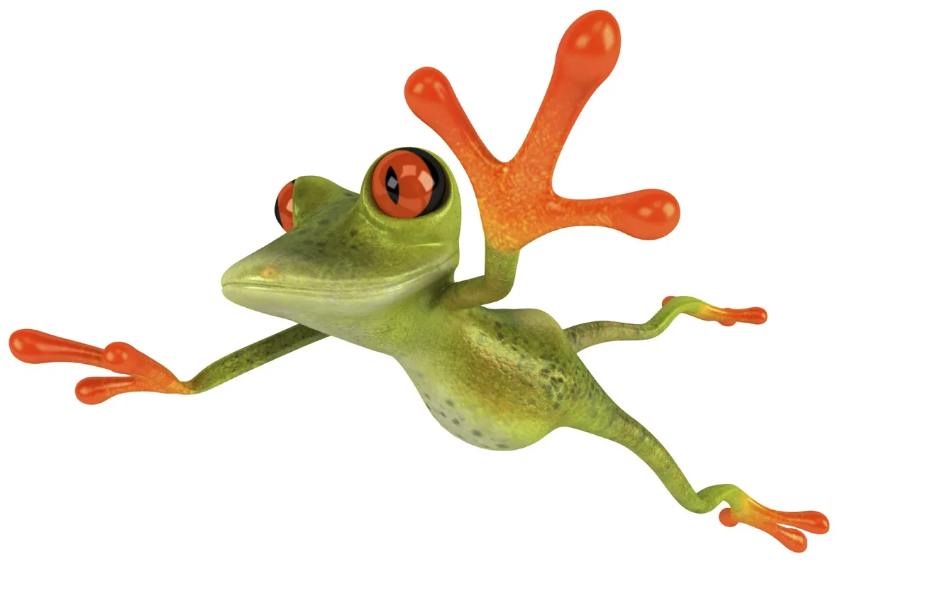 Photo wallpaper flight, jump, graphics, frog, Free frog 3d