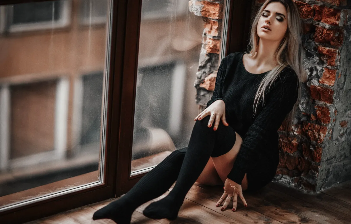 Photo wallpaper pose, feet, window, on the floor, Hakan Erenler, Ksenia Nettle