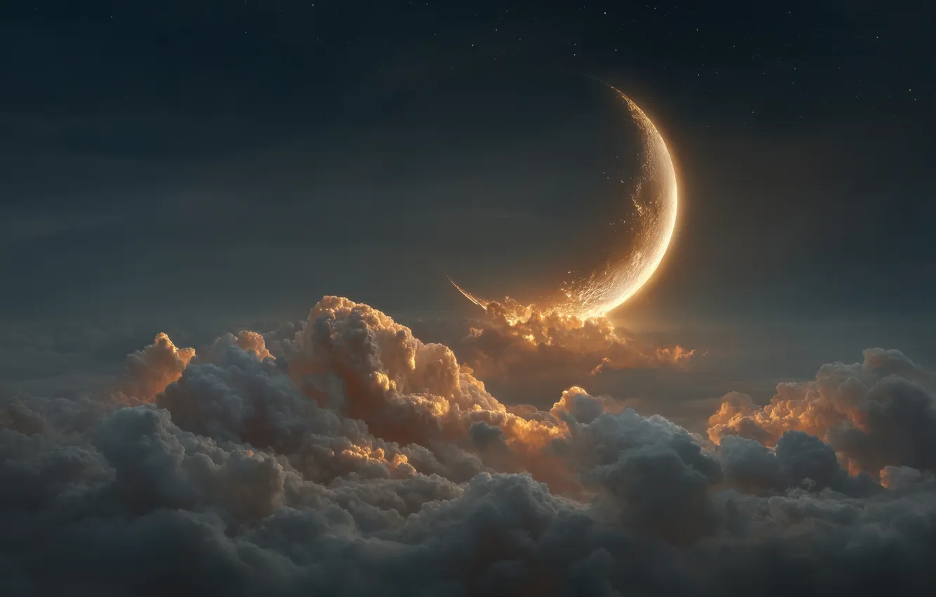 Photo wallpaper the sky, space, clouds, light, planet, fantastic landscape, Cumulus, zesty