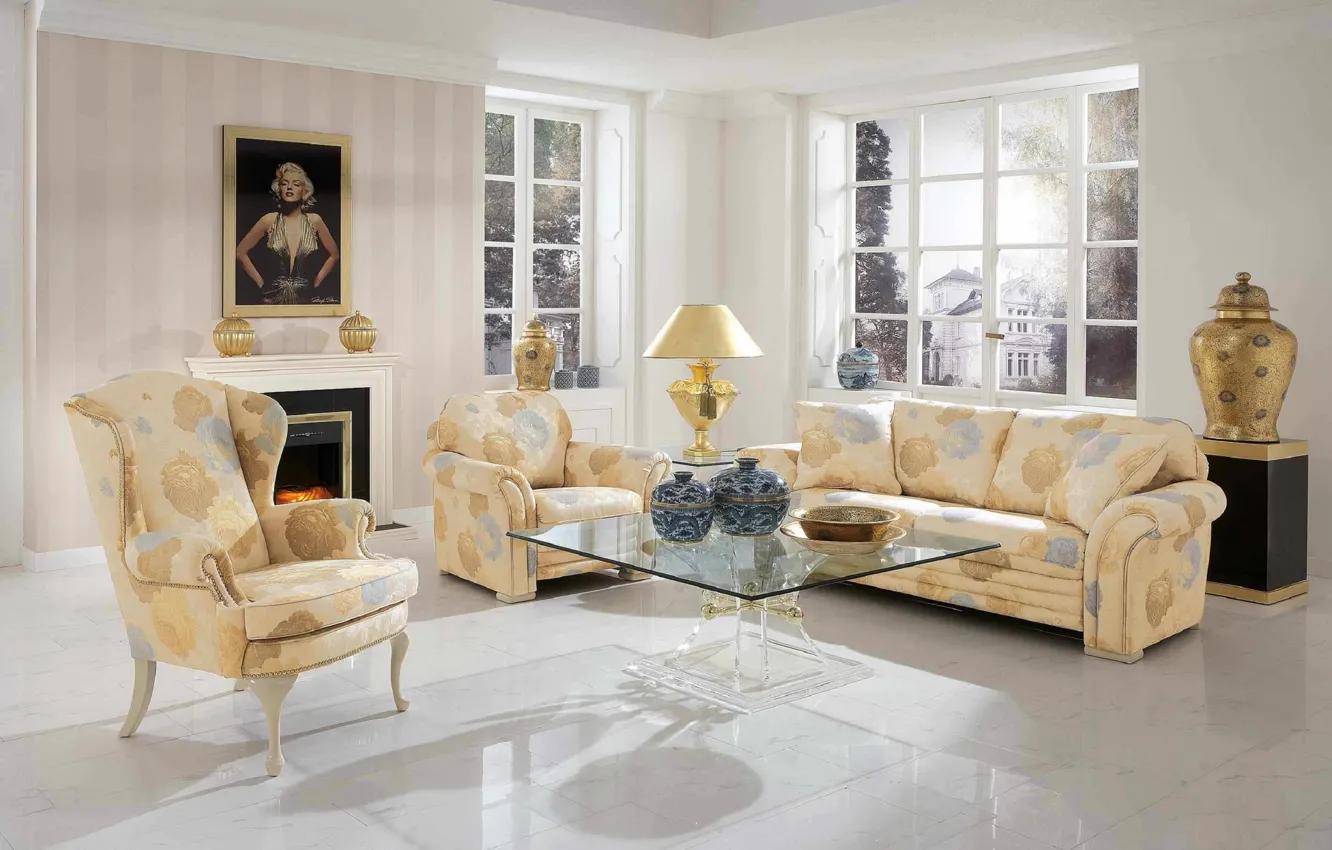 Photo wallpaper design, style, Villa, interior, living room