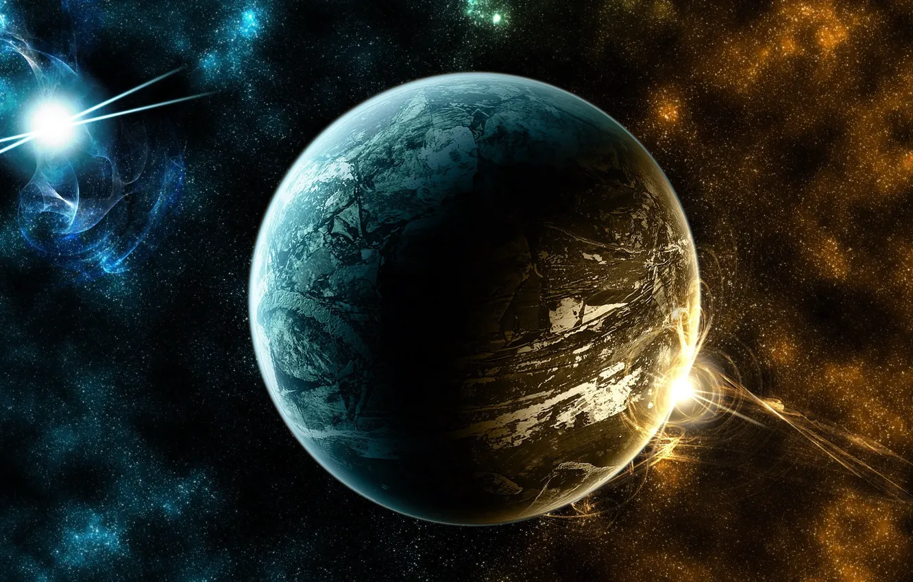 Photo wallpaper space, wallpaper, Galaxy, planet, picture, radiance