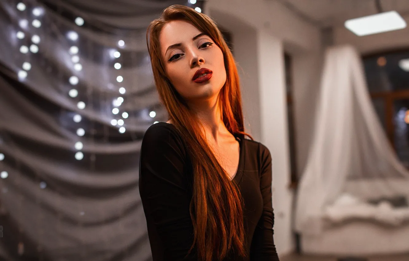 Photo wallpaper lips, girl, beautiful, lipstick, redhead, sexy, red, sexy