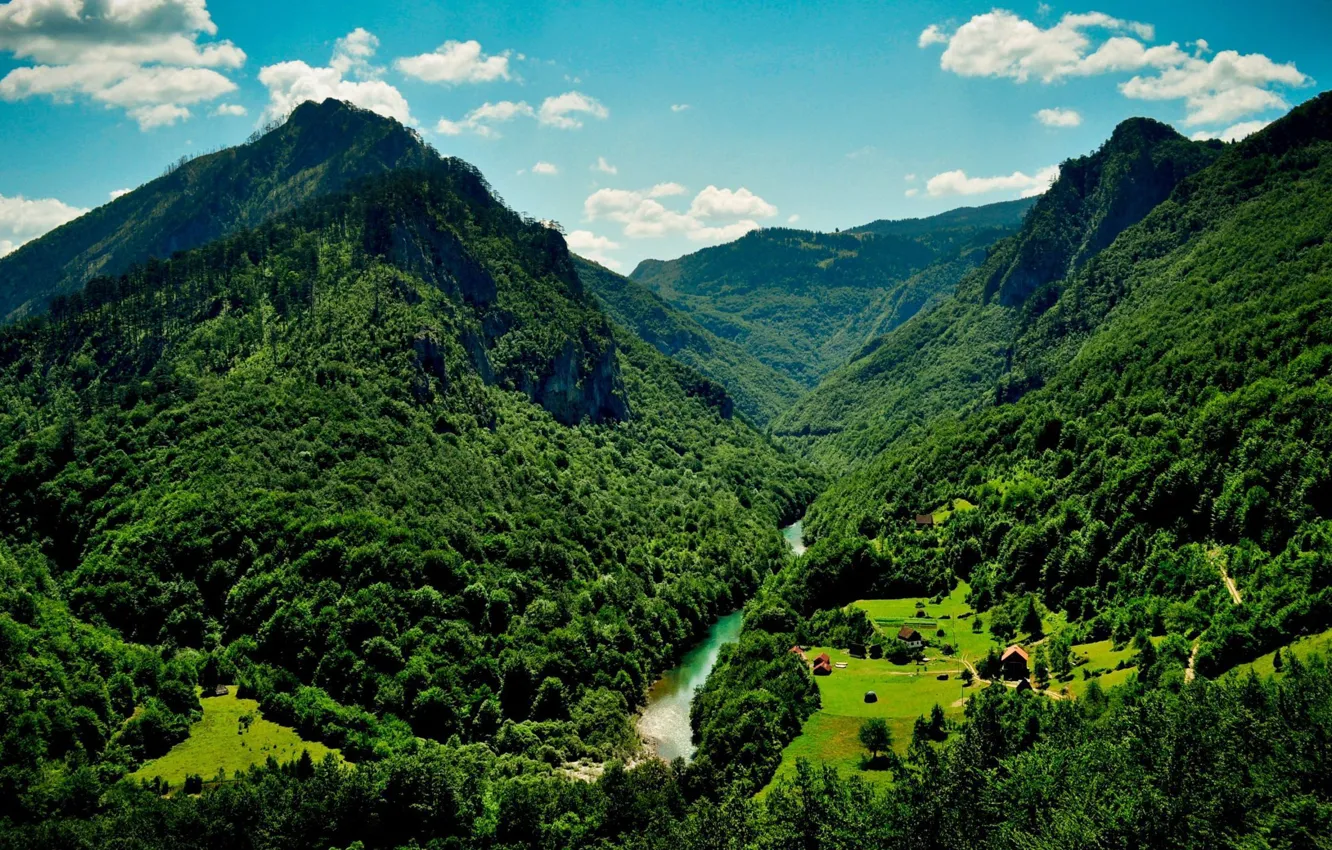 Photo wallpaper mountains, river, canyon, Montenegro, Durmitor