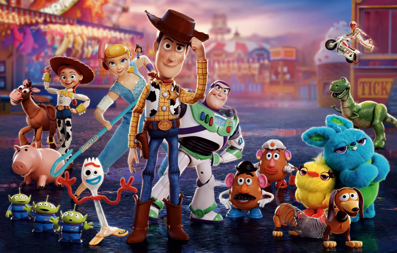 Photo wallpaper toys, family, friends, Toy Story 4, Toy story 4