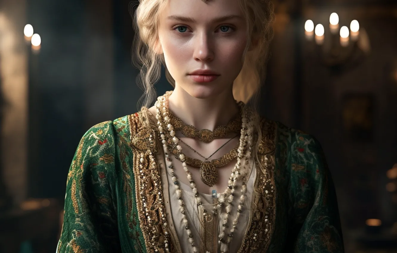 Photo wallpaper look, girl, portrait, AI art, neural network