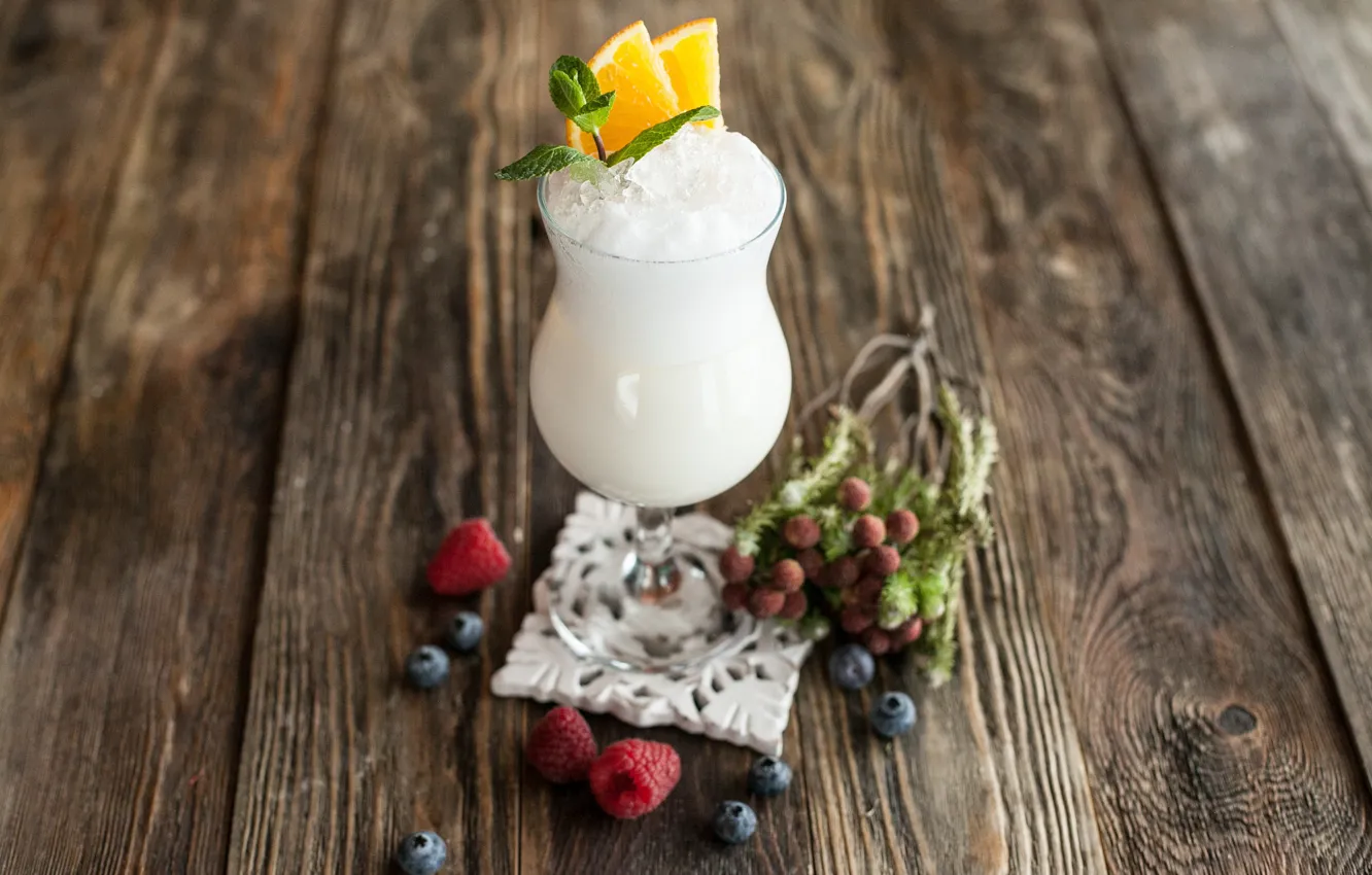 Photo wallpaper berries, cocktail, citrus