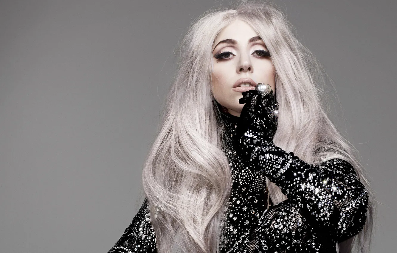 Photo wallpaper look, girl, hair, makeup, singer, Lady Gaga