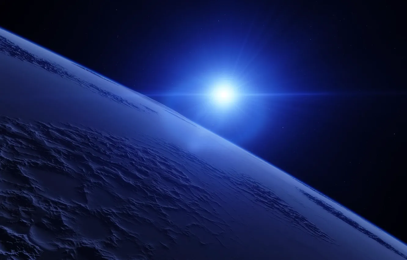 Photo wallpaper space, stars, surface, planet, beauty