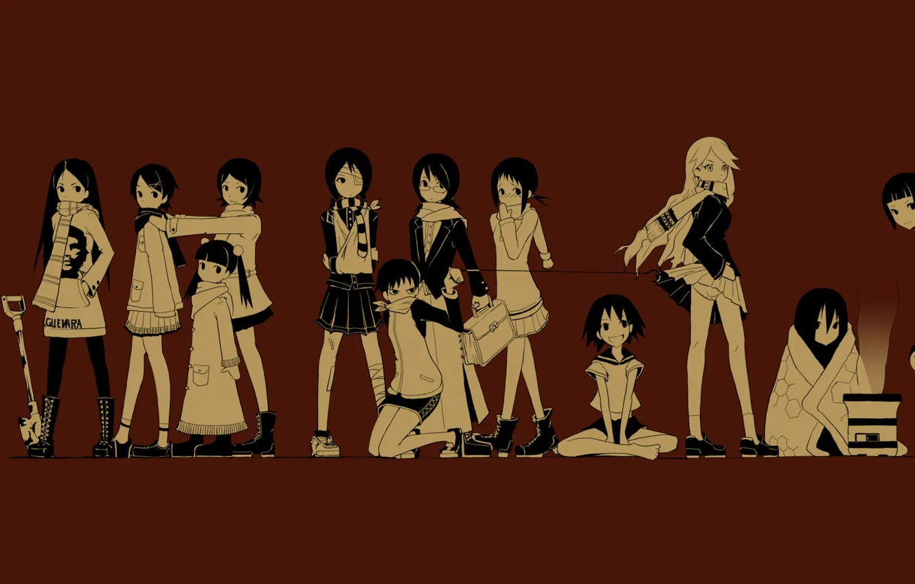 Photo wallpaper the crowd, anime, students