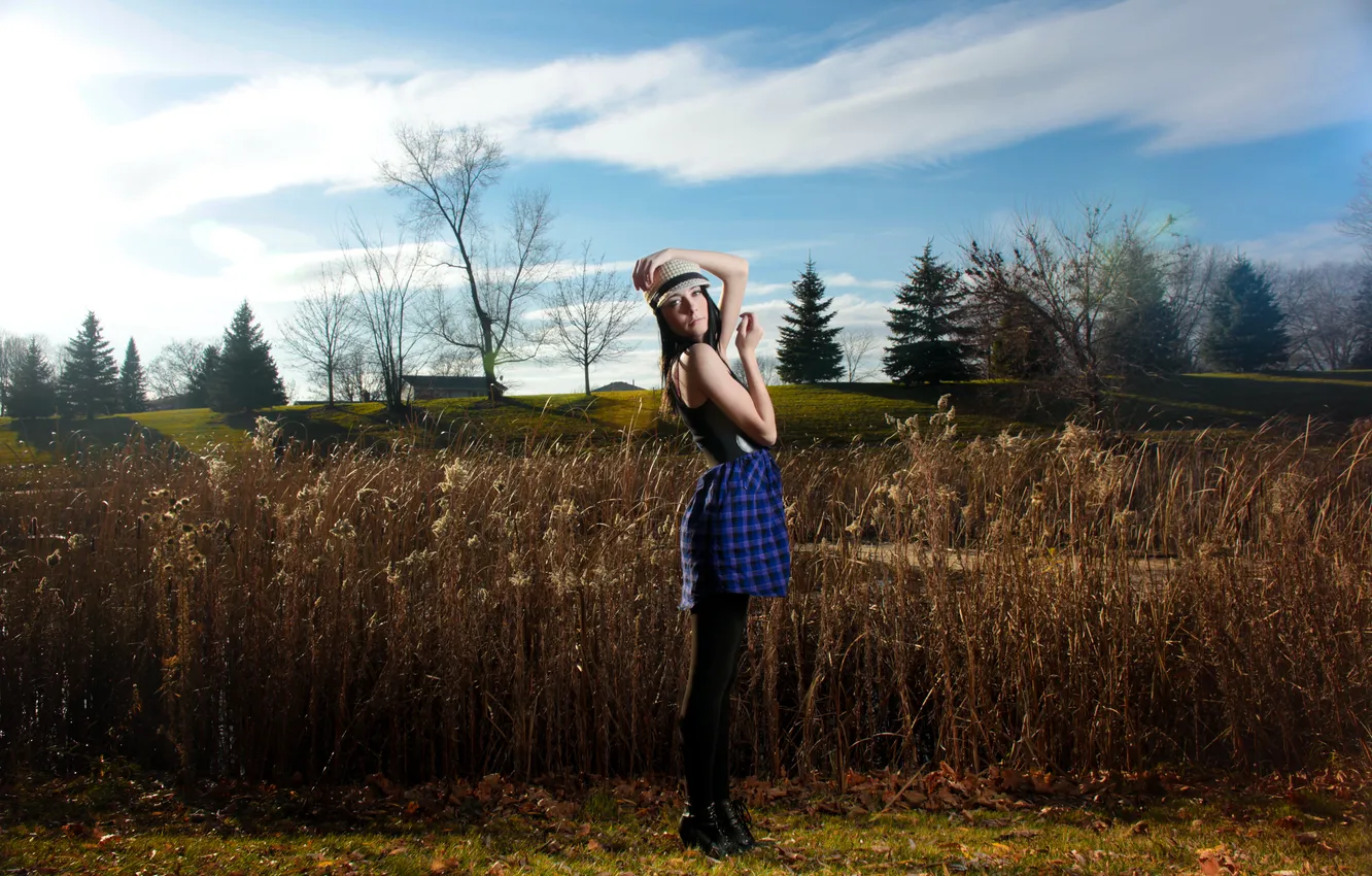 Photo wallpaper look, girl, hat, brunette, MELISSA KIMBRO