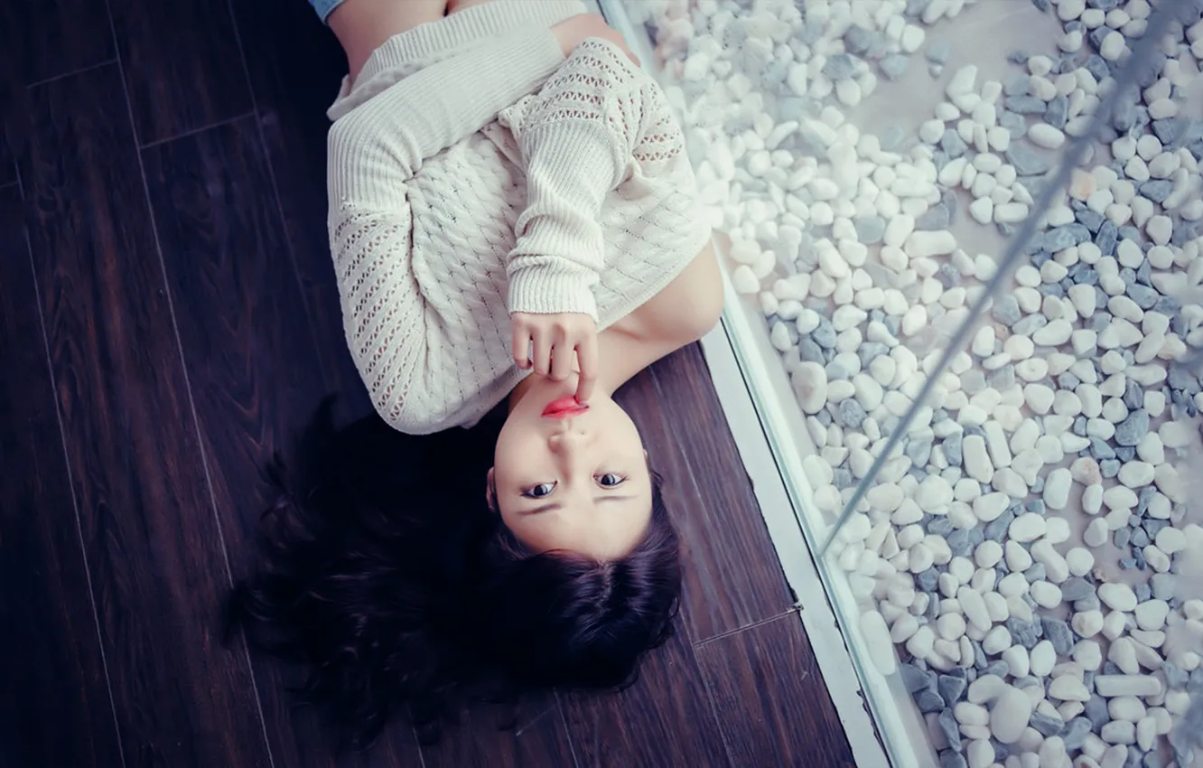 Photo wallpaper look, girl, Japanese, brunette, lips, photos, girl, cutie