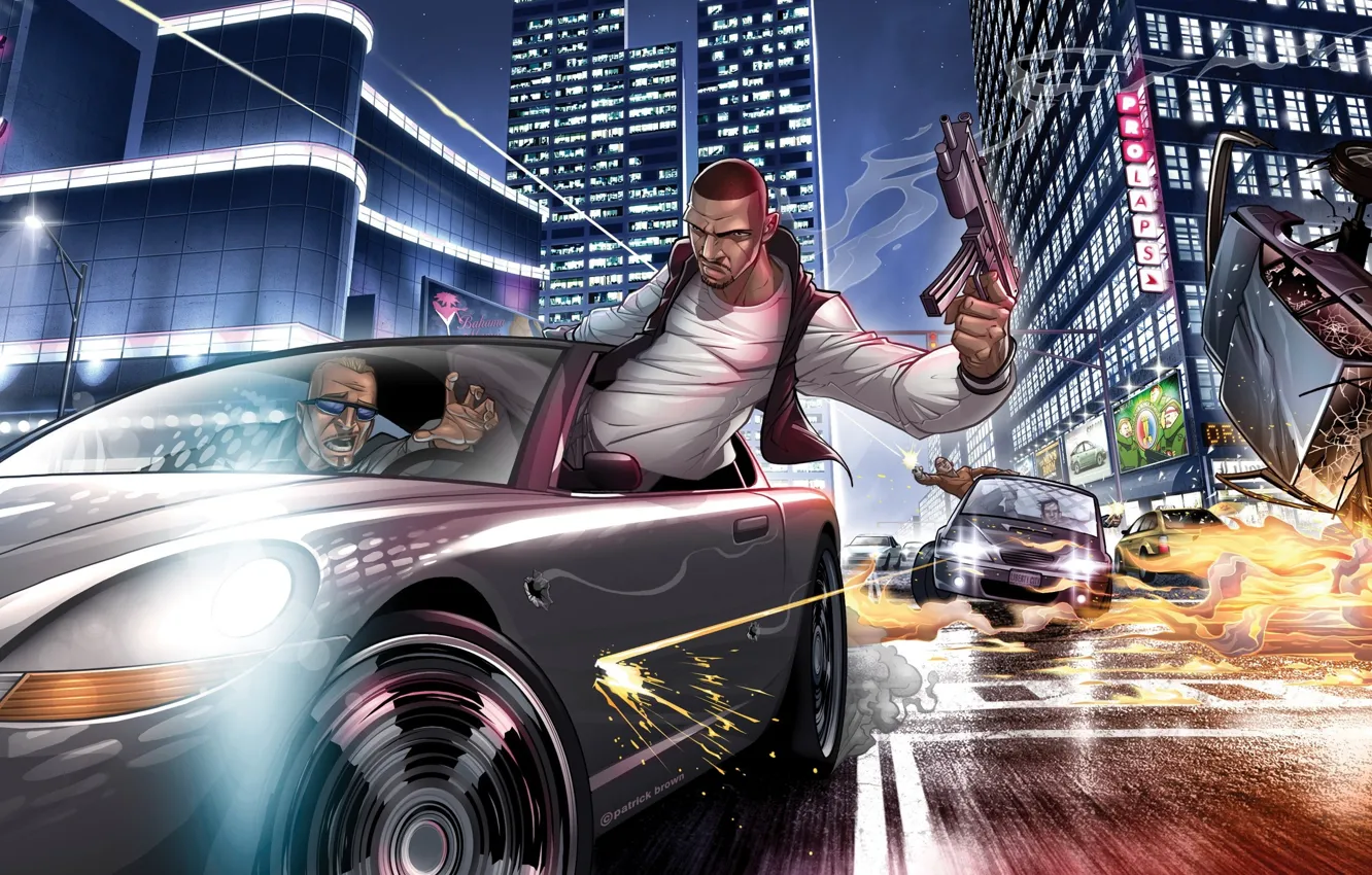 Photo wallpaper machine, lights, gta