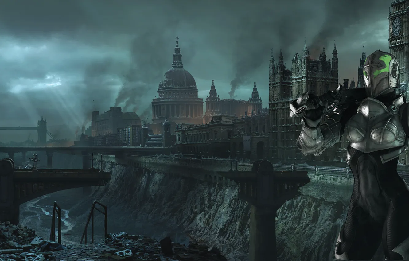 Photo wallpaper the game, destruction, hellgate, panorama, London