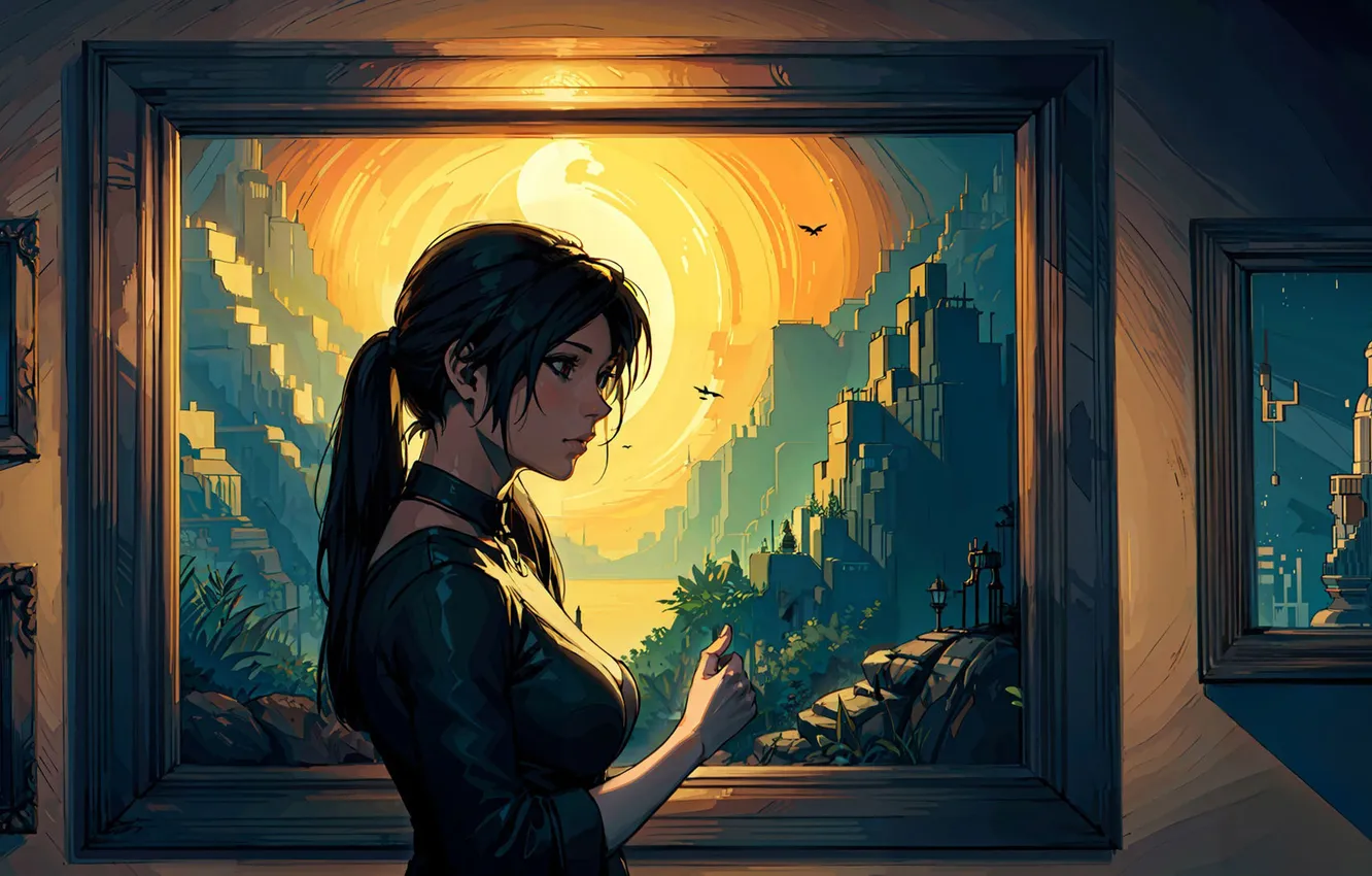 Photo wallpaper the game, picture, Lara Croft, neural network