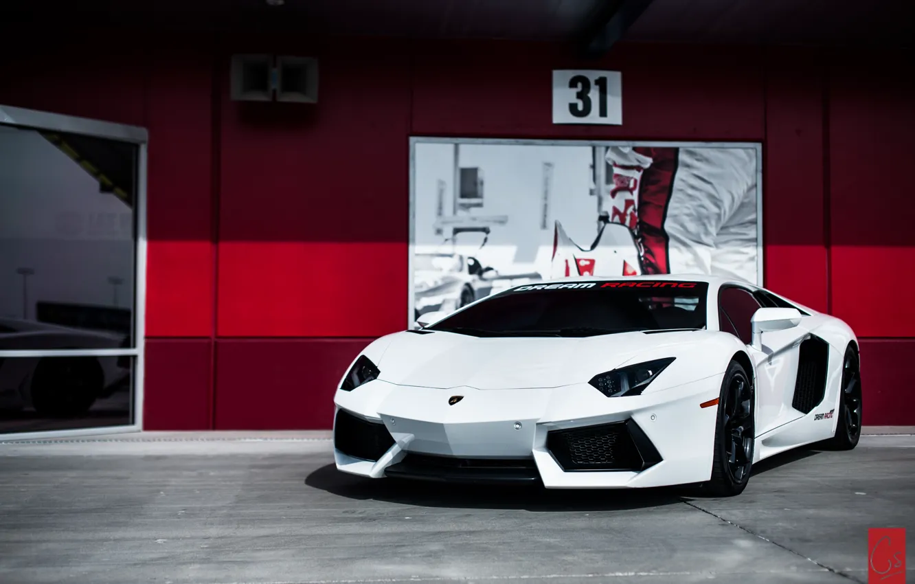 Photo wallpaper white, Lamborghini, supercar, Aventador, Lamborghini, aventador