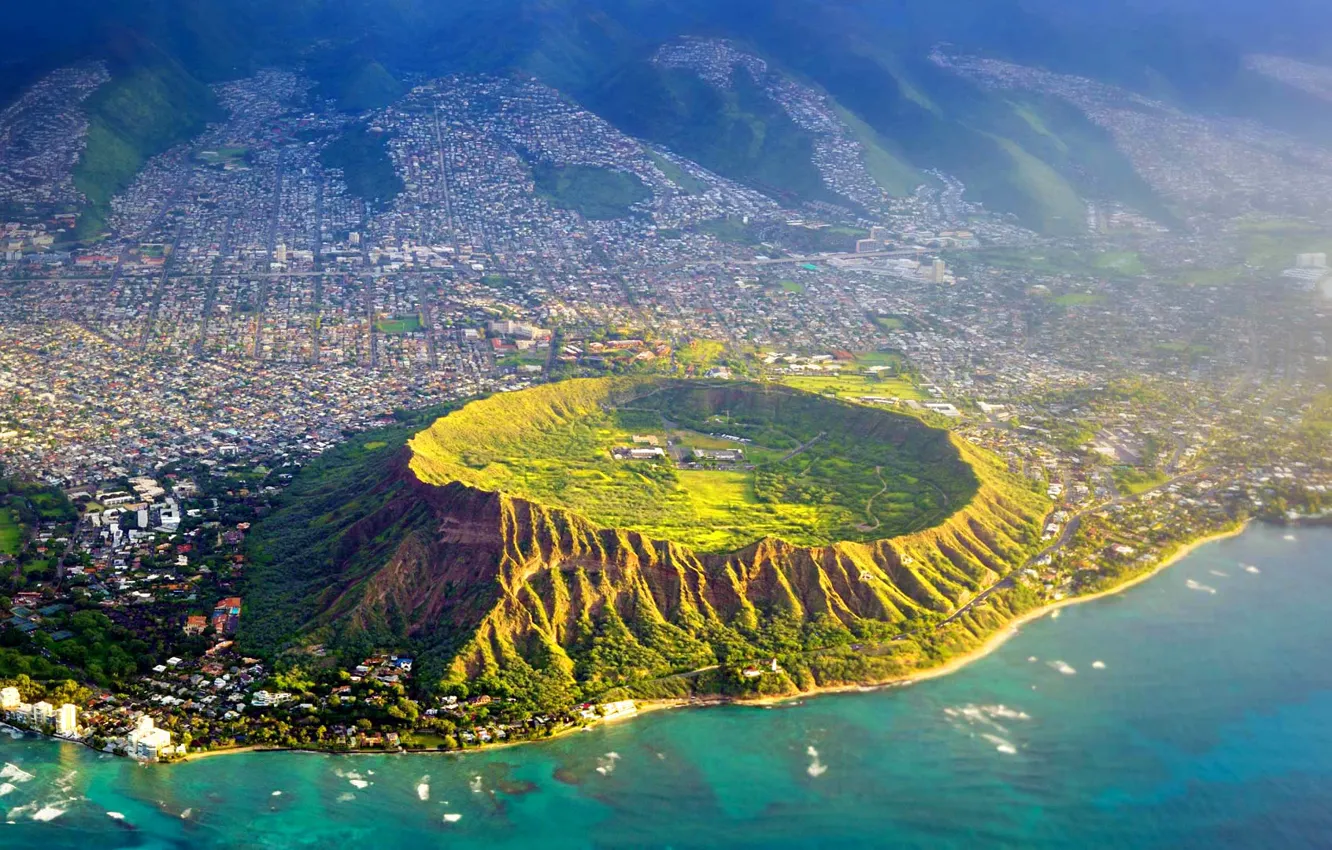 Photo wallpaper sea, Hawaii, USA, crater, the island of Oahu